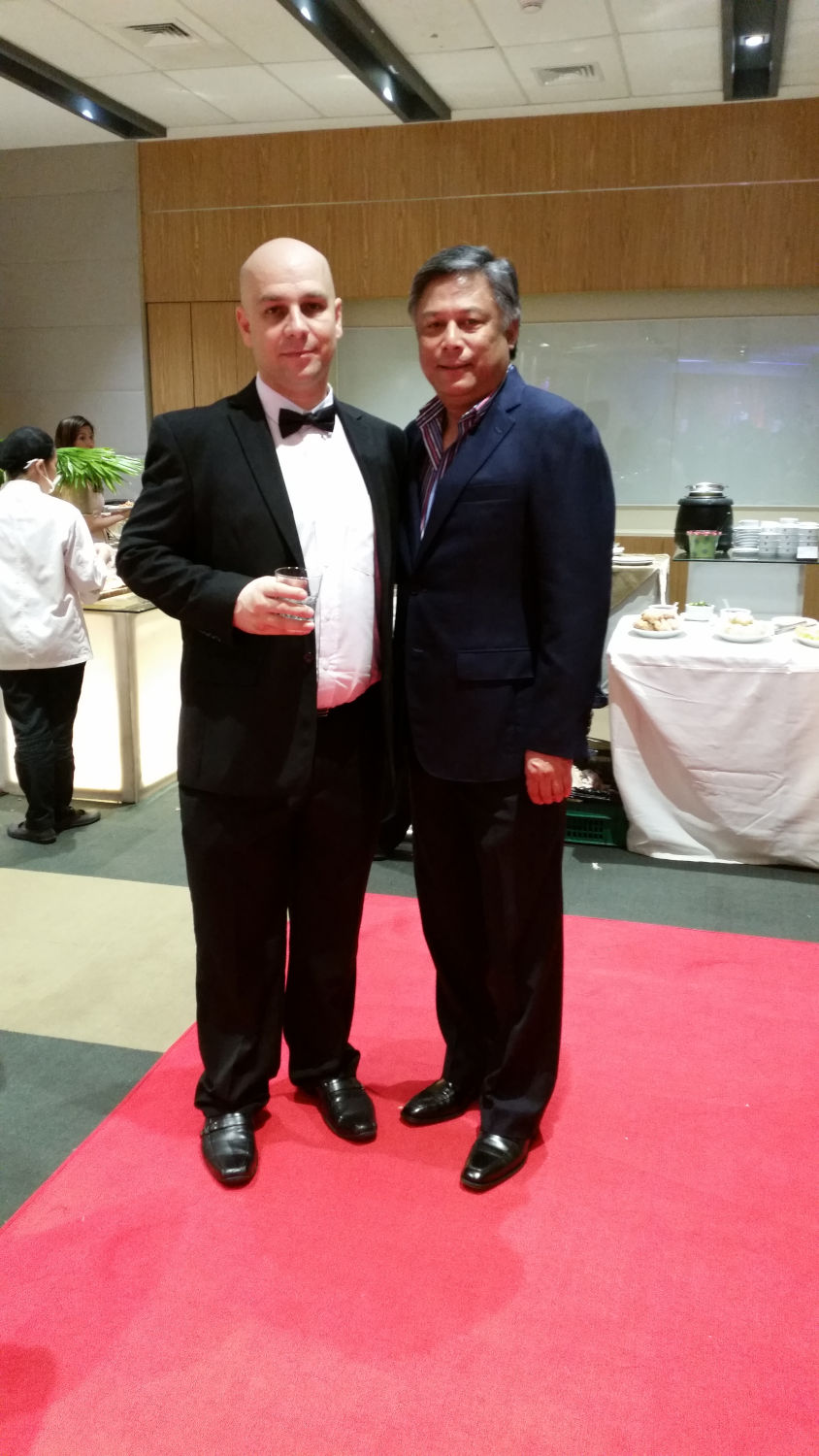 Kris Tarr with Alejandro H. Tengco at World Hub Solutions Christmas Party, 2014